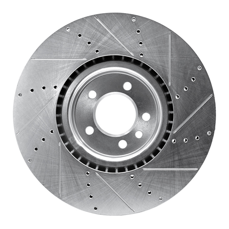 Land Rover Range Rover Brake Rotor (1) - Front Left - R1 Concepts - Drilled & Slotted - Silver - `10-`17